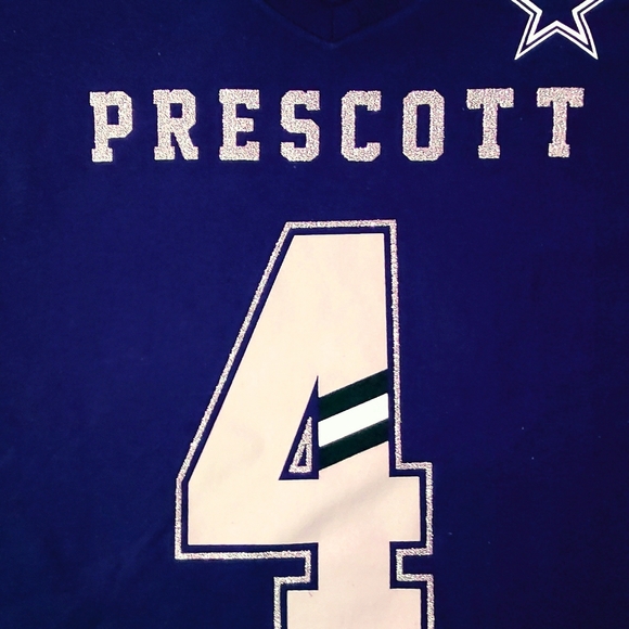 WOMANS DAK PRESCOTT "Kimmy Player" Glitter Print Navy Blue T-Shirt (LARGE) - Picture 2 of 4